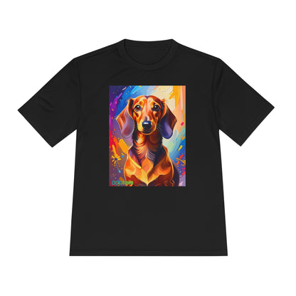 Pup Art Canvas Unisex Moisture Wicking Tee (Dachshund)