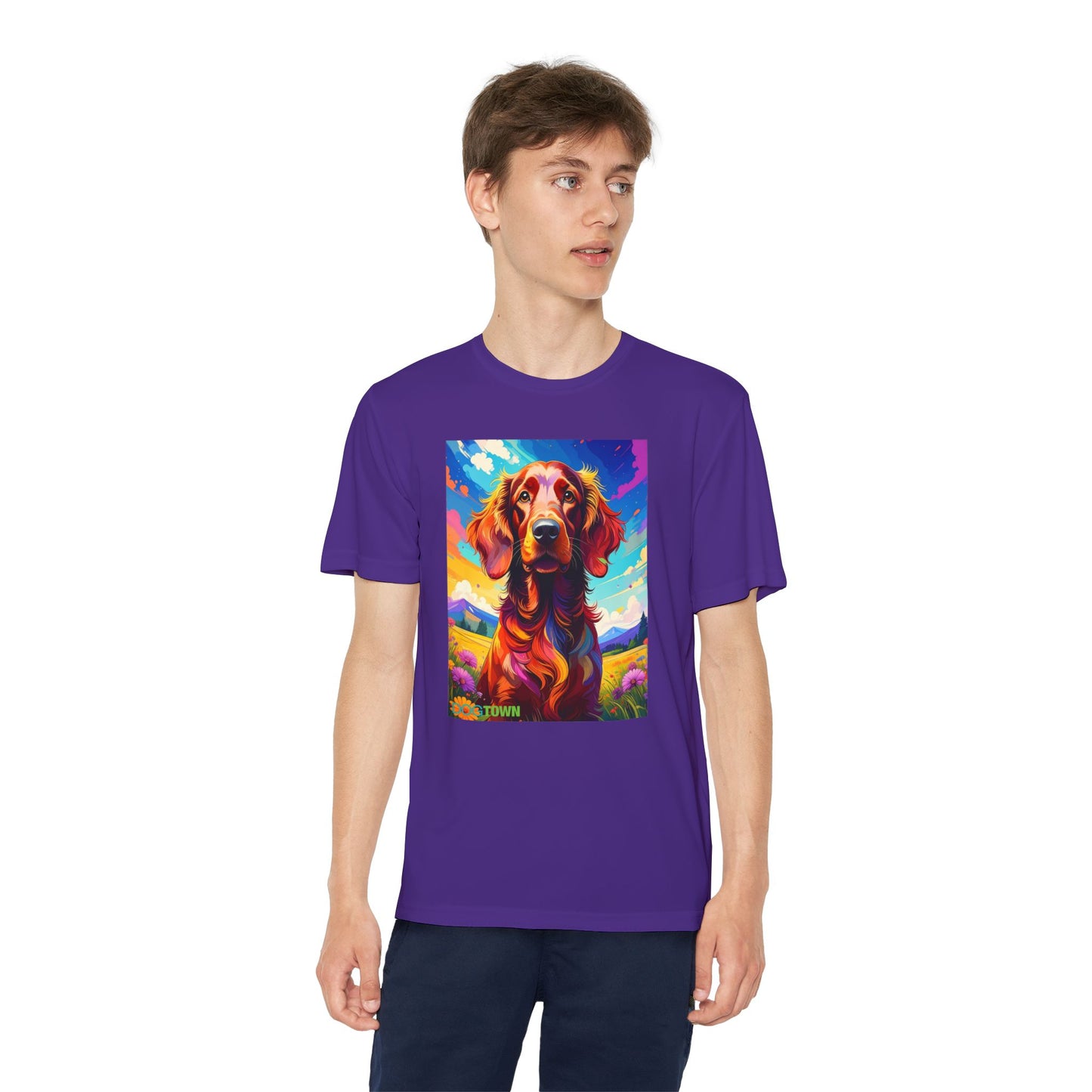 Pup Art Canvas - Kid's Sport Short Sleeve Tee (Irish Setter)