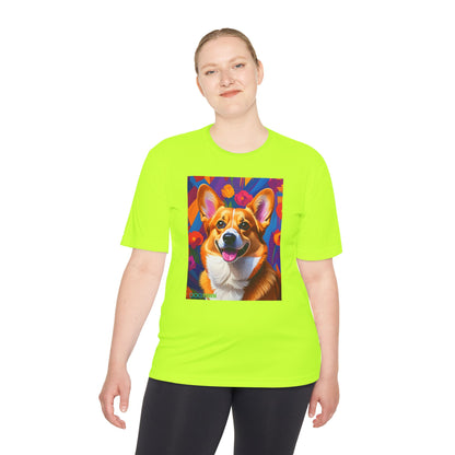 Pup Art Canvas Unisex Moisture Wicking Tee (Corgi)