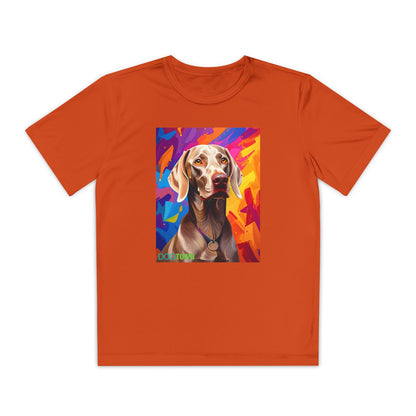Pup Art Canvas - Kid's Sport Short Sleeve Tee (Weimaraner)