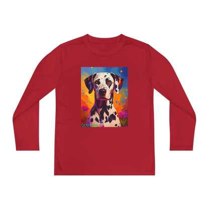 Pup Art Canvas - Kid's Sport Long Sleeve Tee (Dalmatian)