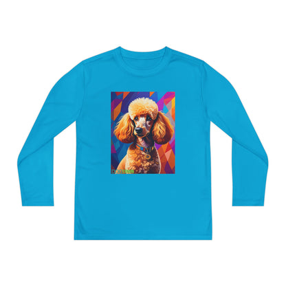 Pup Art Canvas - Kid's Sport Long Sleeve Tee (Toy Poodle)