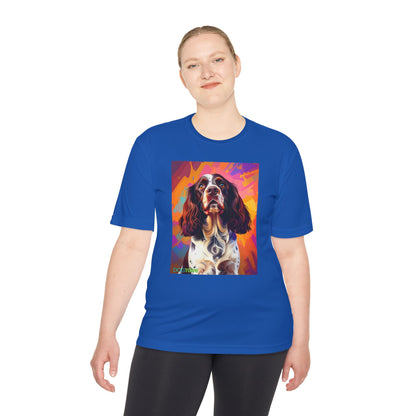 Pup Art Canvas Unisex Moisture Wicking Tee (English Springer Spaniel - 2)