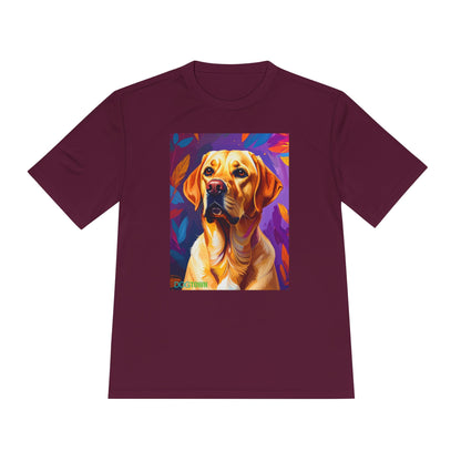 Pup Art Canvas Unisex Moisture Wicking Tee (Yellow Lab)
