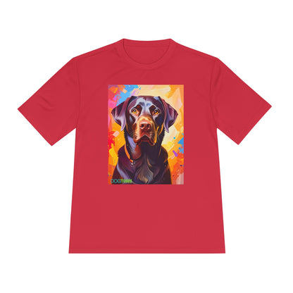 Pup Art Canvas Unisex Moisture Wicking Tee (Chocolate Lab)