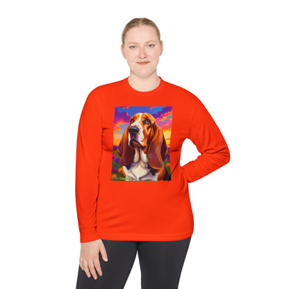 Pup Art Canvas Sport Long Sleeve Tee (Basset Hound)
