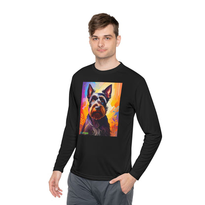 Pup Art Canvas Sport Long Sleeve Tee (Scottish Terrier)