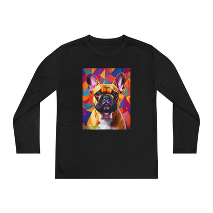 Pup Art Canvas - Kid's Sport Long Sleeve Tee (French Bulldog)