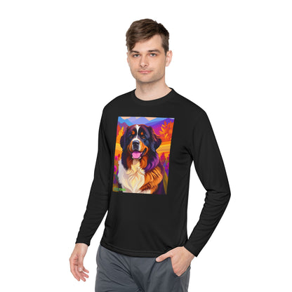 Pup Art Canvas Sport Long Sleeve Tee (Bernese Mountain Dog)
