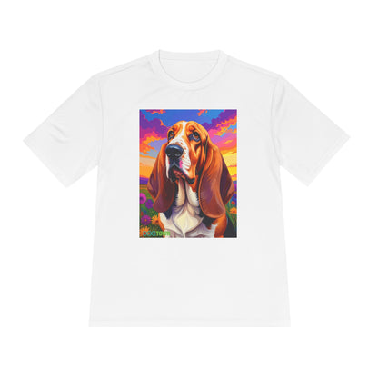 Pup Art Canvas Unisex Moisture Wicking Tee (Basset Hound)