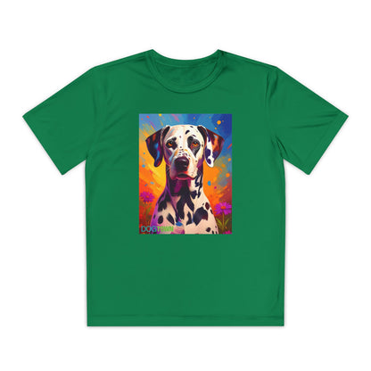 Pup Art Canvas - Kid's Sport Short Sleeve Tee (Dalmatian)