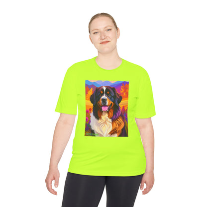 Pup Art Canvas Unisex Moisture Wicking Tee (Bernese Mountain Dog)