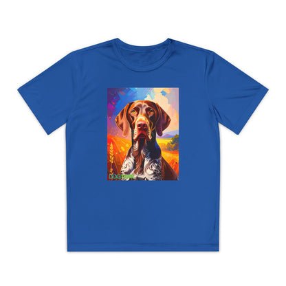 Pup Art Canvas - Kid's Sport Short Sleeve Tee (German Shorthaired Pointer)