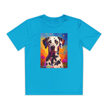 Pup Art Canvas - Kid's Sport Short Sleeve Tee (Dalmatian)