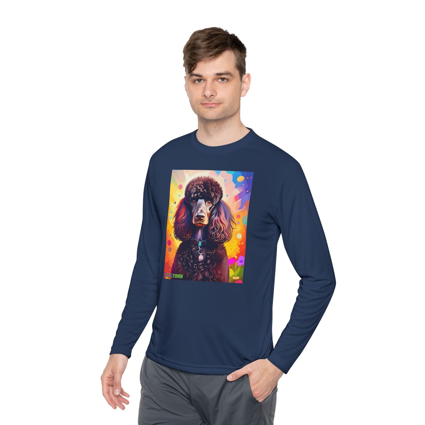 Pup Art Canvas Sport Long Sleeve Tee (Poodle Standard)