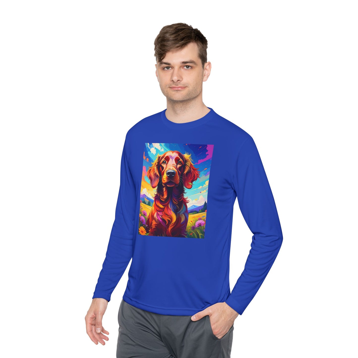 Pup Art Canvas Sport Long Sleeve Tee (Irish Setter)