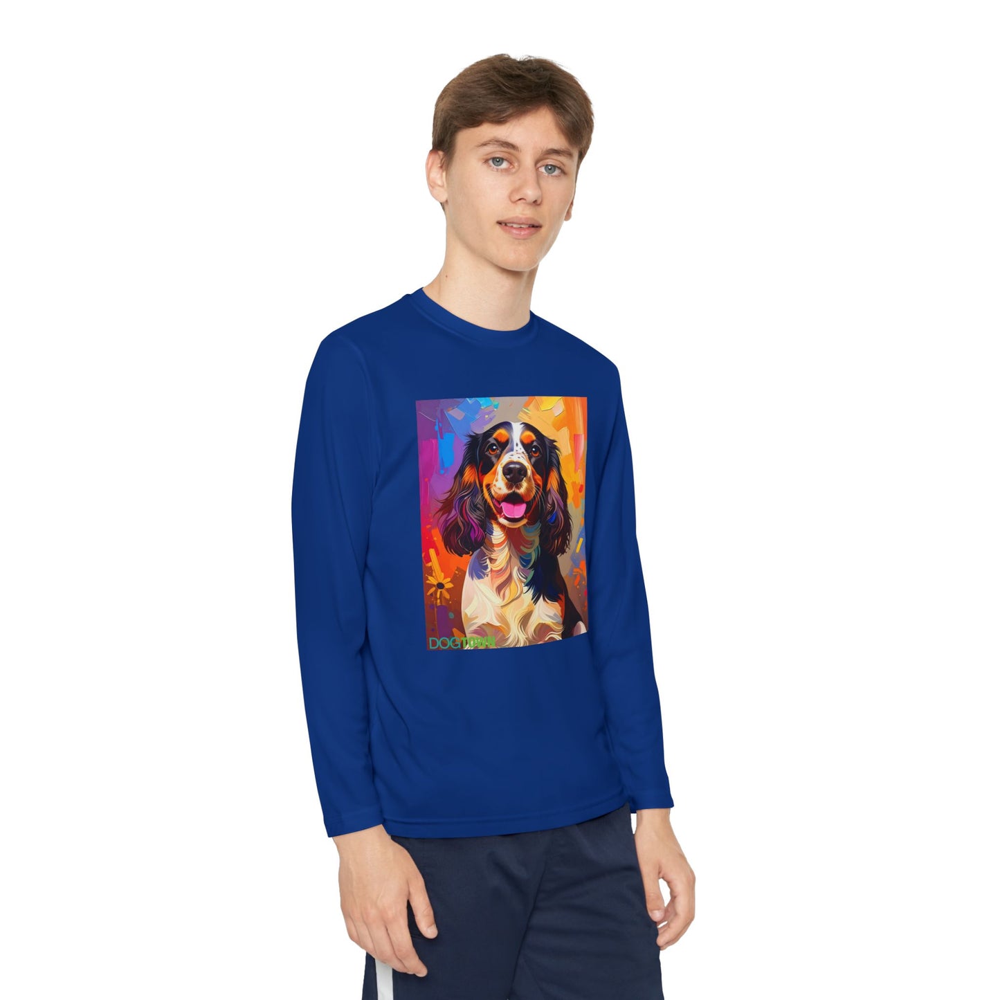 Pup Art Canvas - Kid's Sport Long Sleeve Tee (English Springer Spaniel)