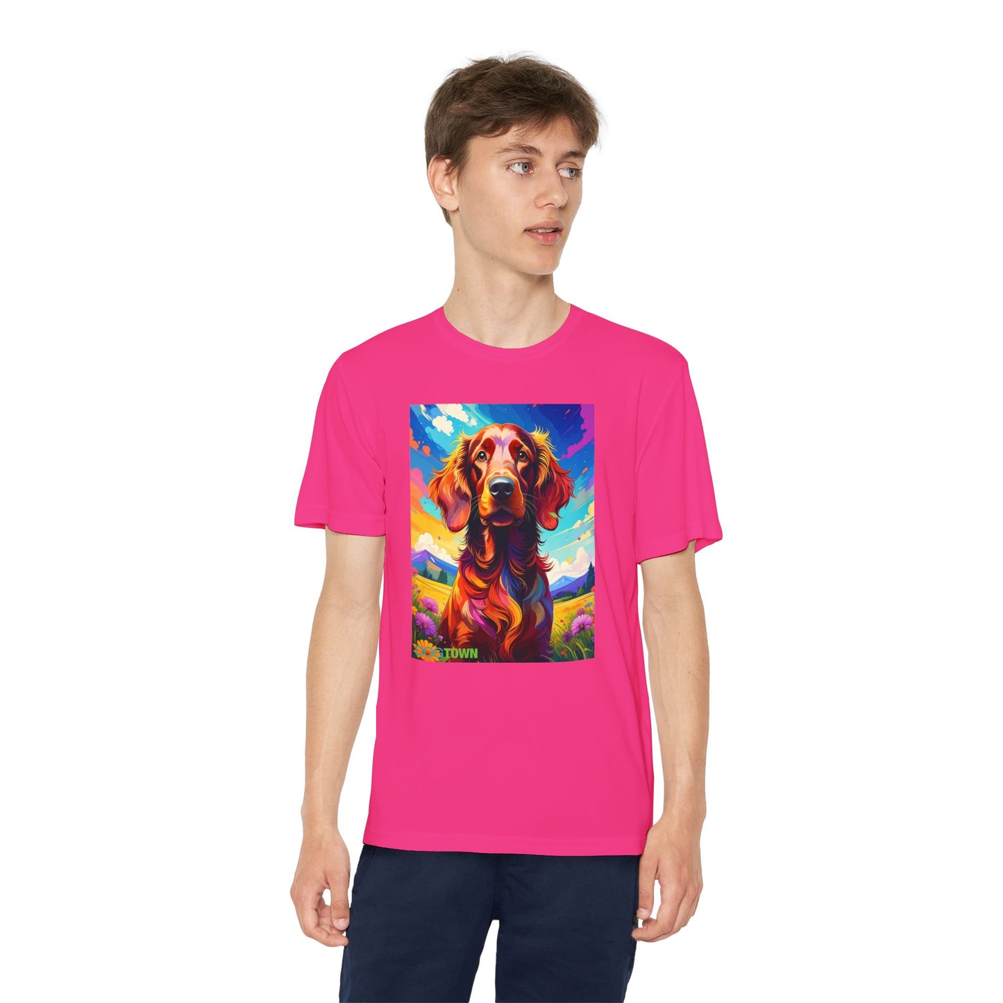 Pup Art Canvas - Kid's Sport Short Sleeve Tee (Irish Setter)