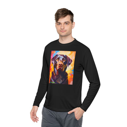 Pup Art Canvas Sport Long Sleeve Tee (Chocolate Lab)