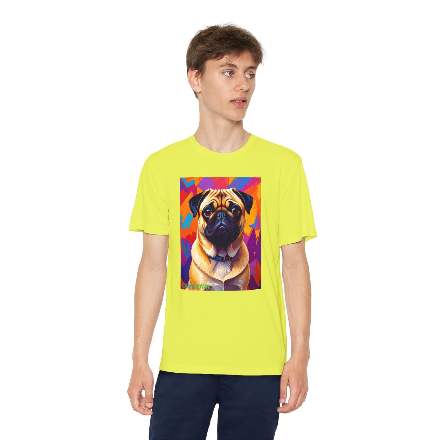 Pup Art Canvas - Kid's Sport Short Sleeve Tee (Pug)