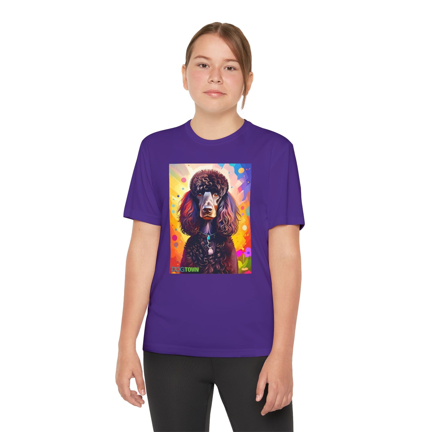 Pup Art Canvas - Kid's Sport Short Sleeve Tee (Standard Poodle)