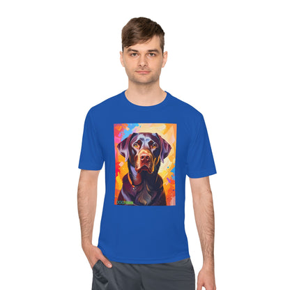 Pup Art Canvas Unisex Moisture Wicking Tee (Chocolate Lab)