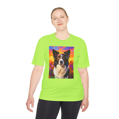 Pup Art Canvas Unisex Moisture Wicking Tee (Border Collie)
