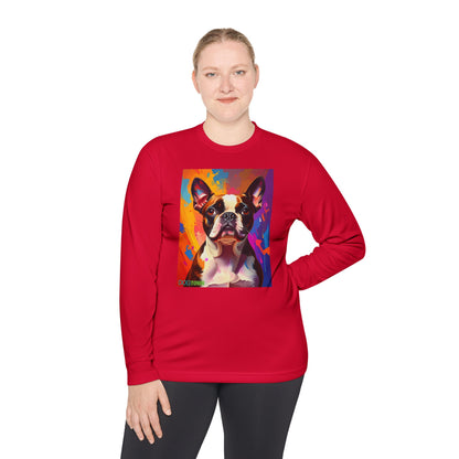Pup Art Canvas Sport Long Sleeve Tee (Boston Terrier)