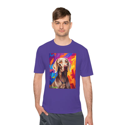 Pup Art Canvas Unisex Moisture Wicking Tee (Weimaraner)