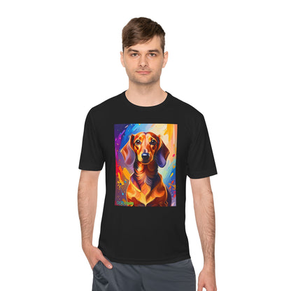 Pup Art Canvas Unisex Moisture Wicking Tee (Dachshund)