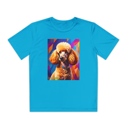 Pup Art Canvas - Kid's Sport Short Sleeve Tee (Toy Poodle)