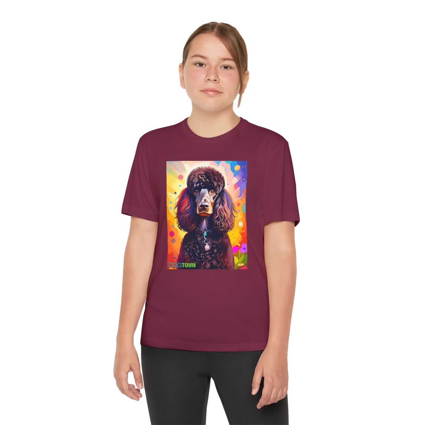 Pup Art Canvas - Kid's Sport Short Sleeve Tee (Standard Poodle)