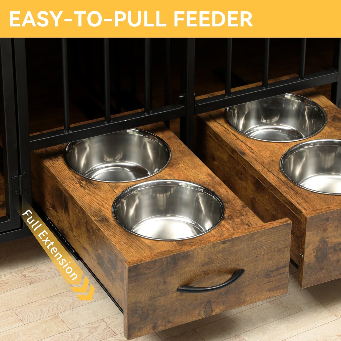 Dog Crate TV Stand with Feeder, 74.8" 
