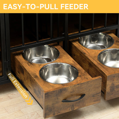 Dog Crate TV Stand with Feeder, 74.8" 