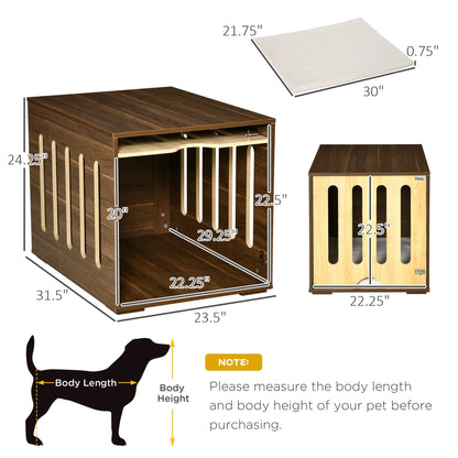 Dog Crate End Table with Soft Cushion for Small & Medium Dogs, Brown