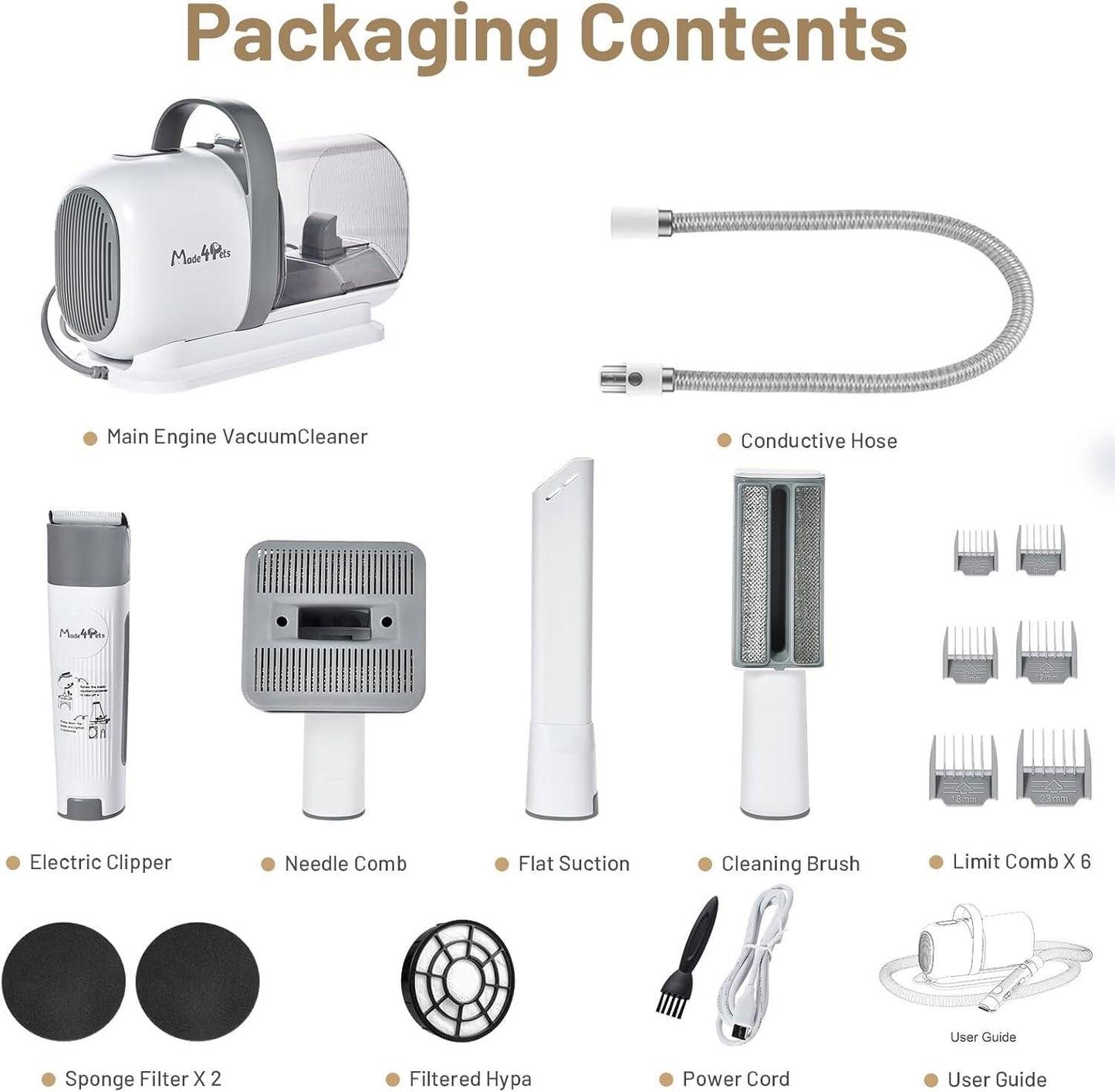 Dog Grooming Kit Pet Hair Cleaning Low Noise Vacuum Cleaner And