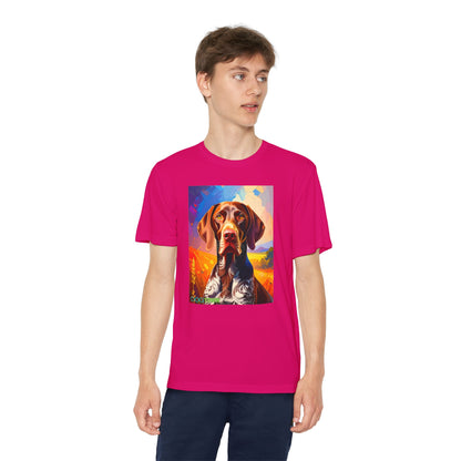 Pup Art Canvas - Kid's Sport Short Sleeve Tee (German Shorthaired Pointer)