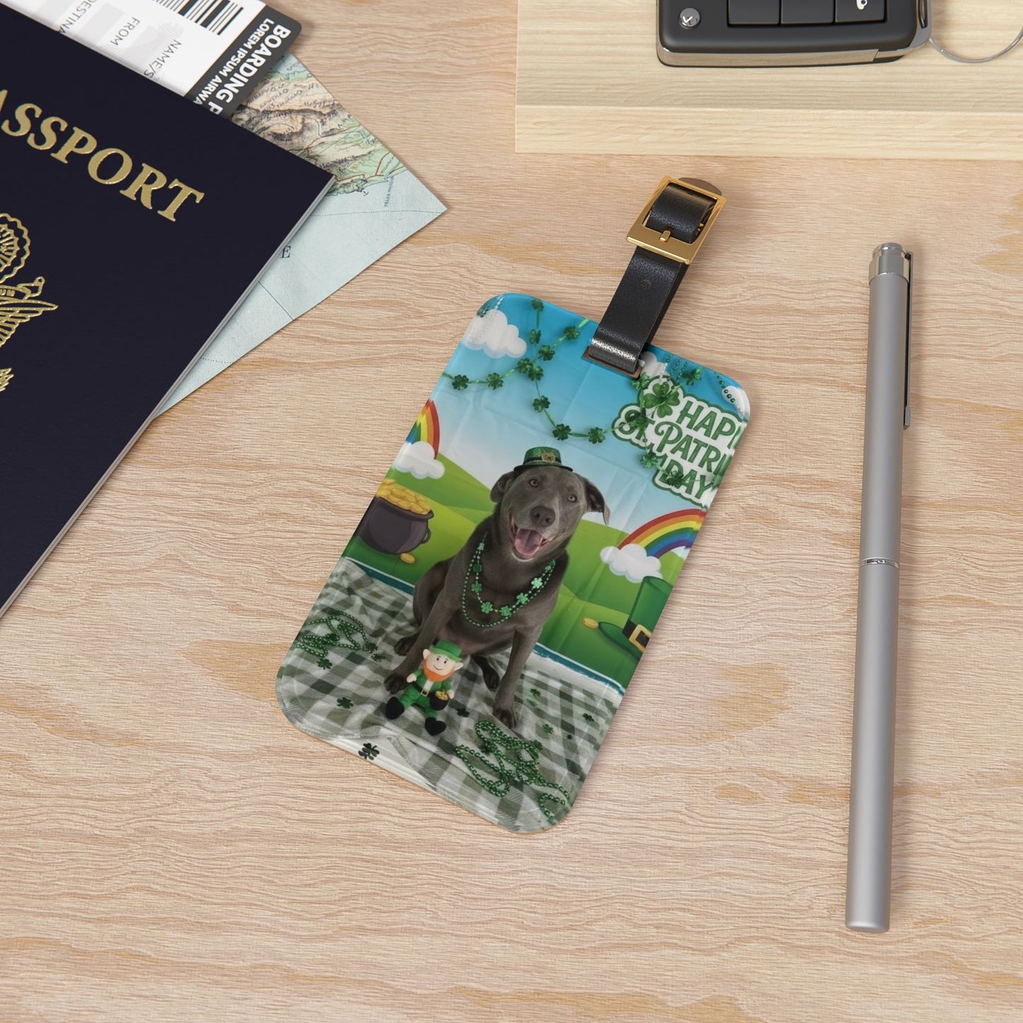 Bleu - St. Patrick's Day Dog Luggage Tag