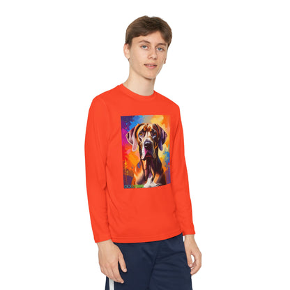 Pup Art Canvas - Kid's Sport Long Sleeve Tee (Great Dane)