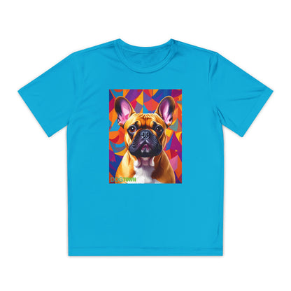 Pup Art Canvas - Kid's Sport Short Sleeve Tee (French Bulldog)