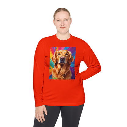 Pup Art Canvas Sport Long Sleeve Tee (Golden Retriever)