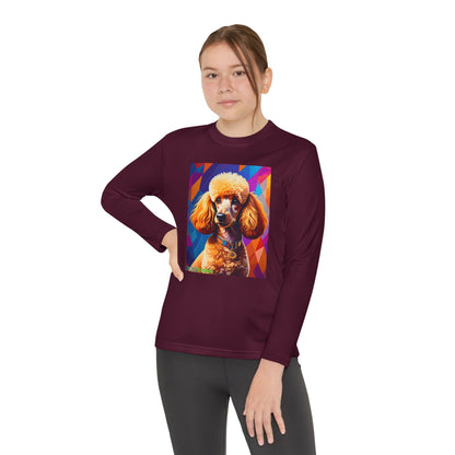 Pup Art Canvas - Kid's Sport Long Sleeve Tee (Toy Poodle)