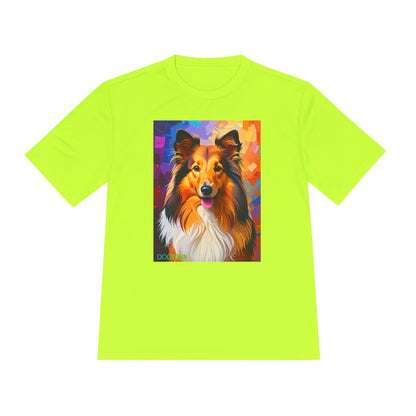 Pup Art Canvas Unisex Moisture Wicking Tee (Shetland Sheepdog (Sheltie))