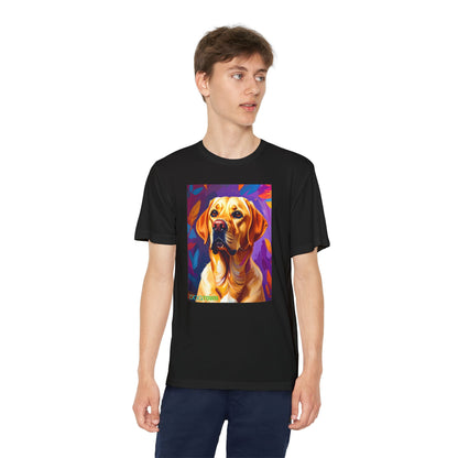 Pup Art Canvas - Kid's Sport Short Sleeve Tee (Yellow Lab)