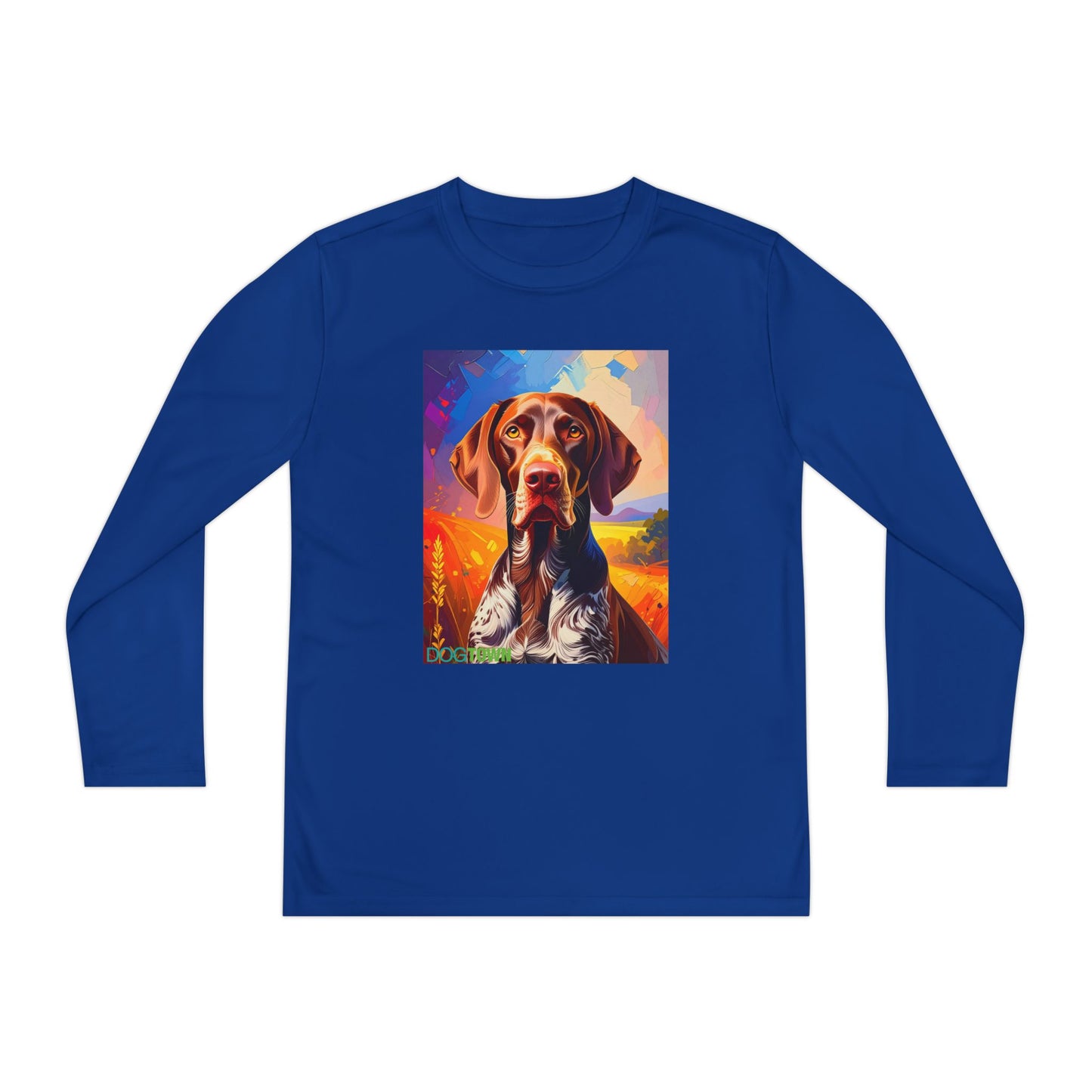 Pup Art Canvas - Kid's Sport Long Sleeve Tee (German Shorthaired Pointer)