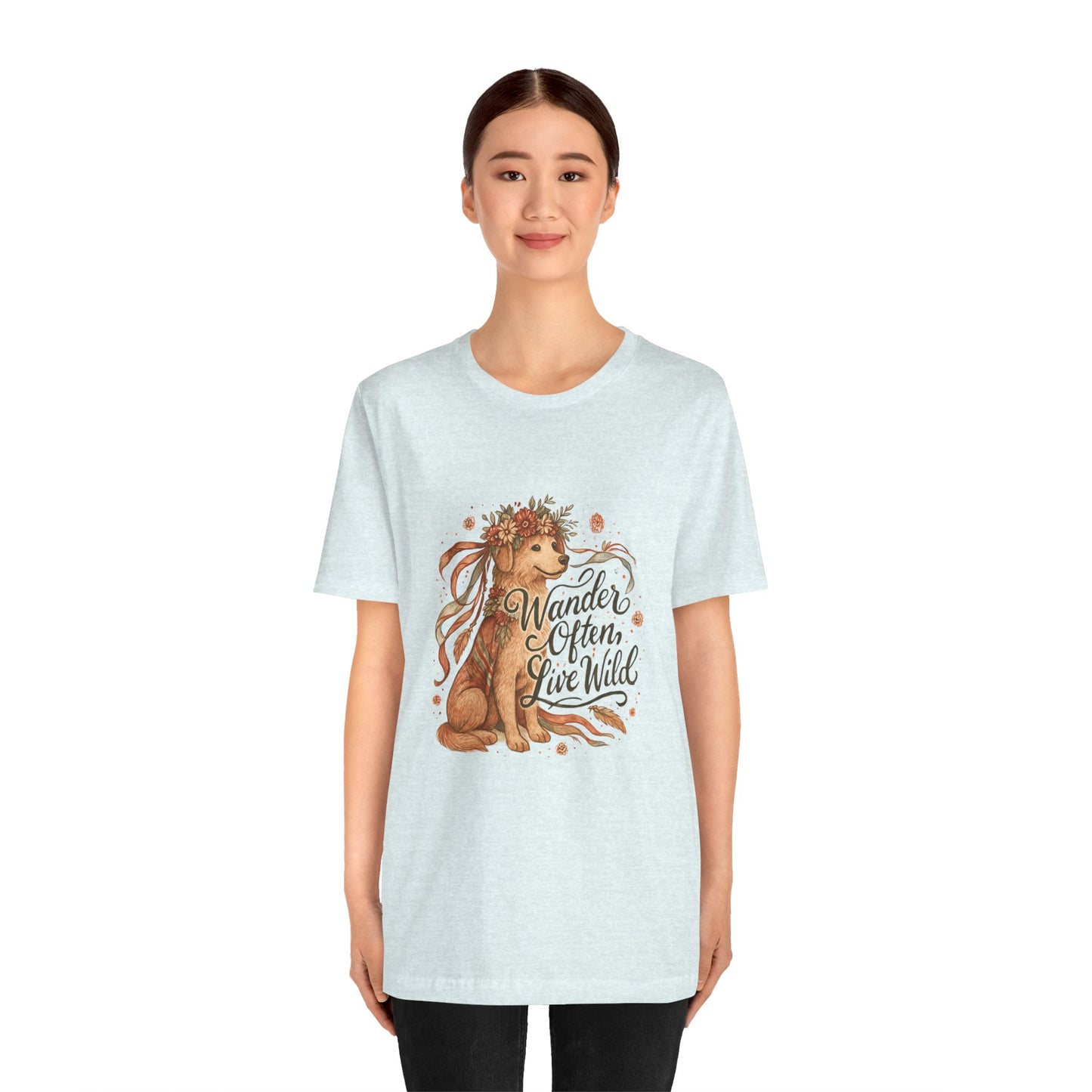 Dogtown Boho Revival "Wander Often, Live Wild" Unisex Jersey Tee (Golden Retriever)