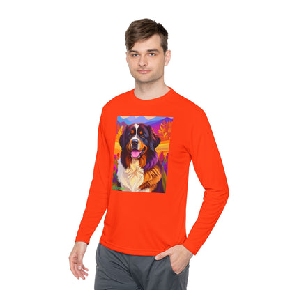 Pup Art Canvas Sport Long Sleeve Tee (Bernese Mountain Dog)