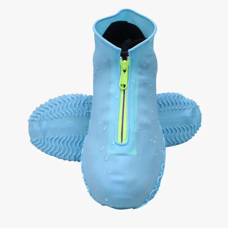New Waterproof Zipper Silicone Shoe Cover Rain Boots Unisex Outdoor Solid Non-Slip Non-Slip Wear-Resistant Reusable Shoe Cover