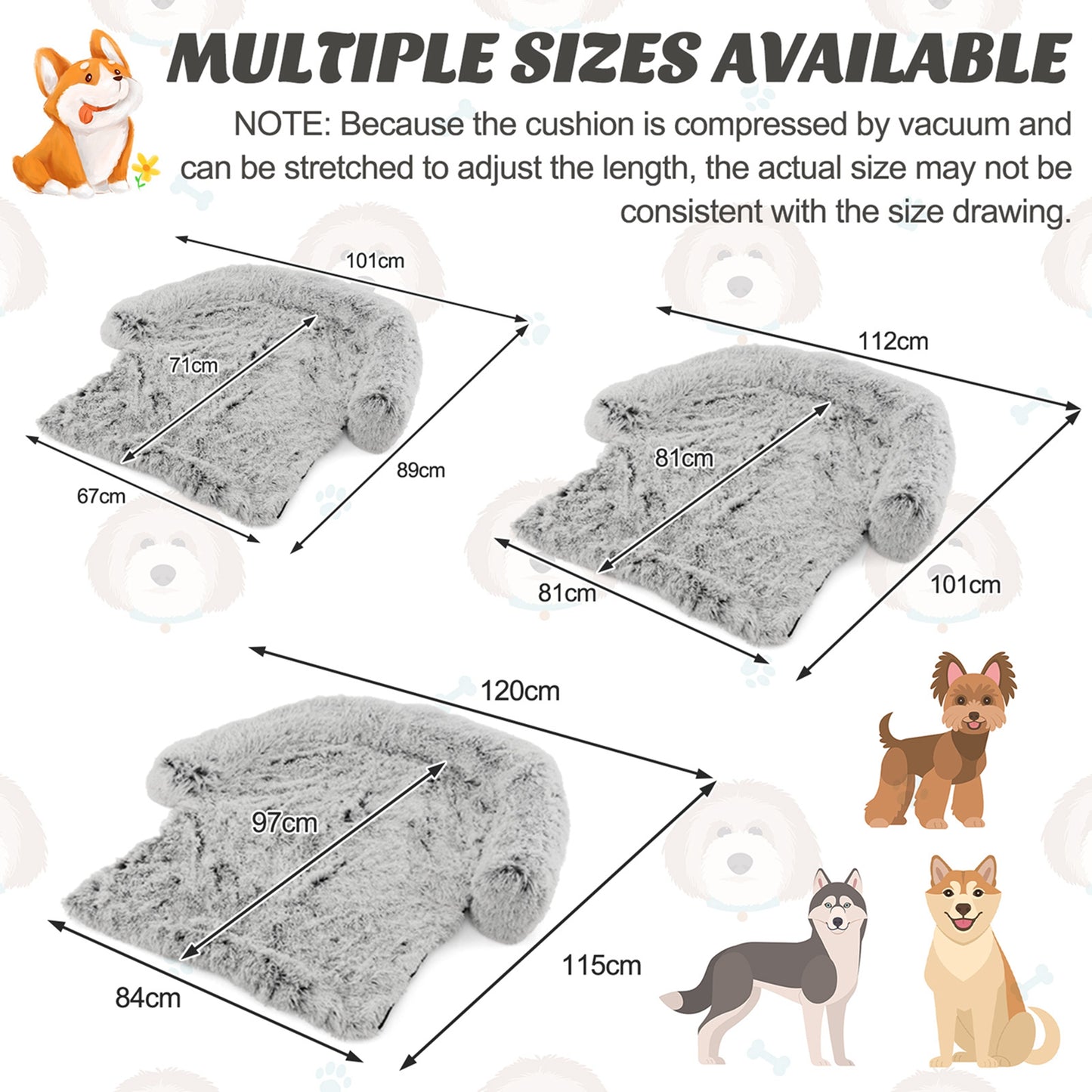 Plush Calming Dog Couch Bed with Anti-Slip Bottom 