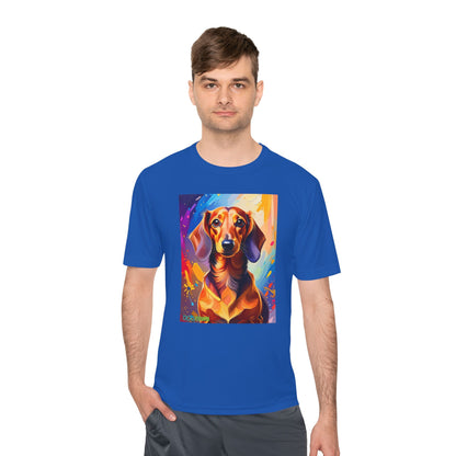 Pup Art Canvas Unisex Moisture Wicking Tee (Dachshund)